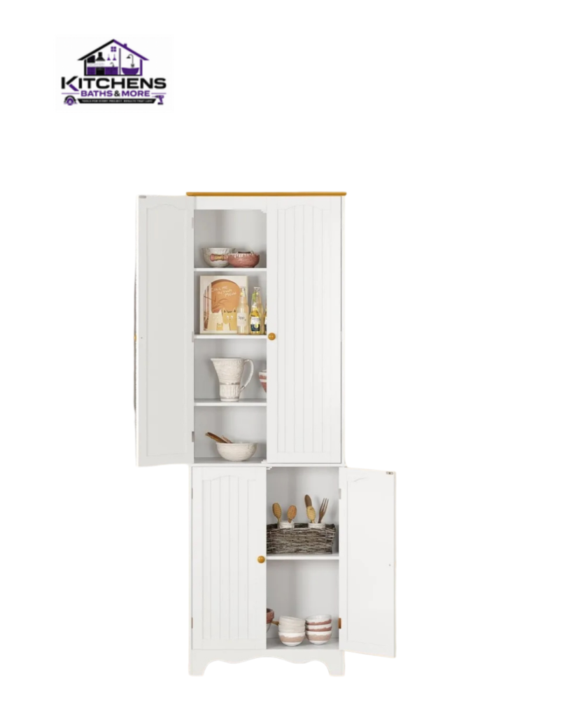 72-inch kitchen pantry cabinet with adjustable shelves and doors