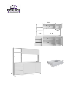 Freestanding large kitchen pantry cabinet with countertop workspace