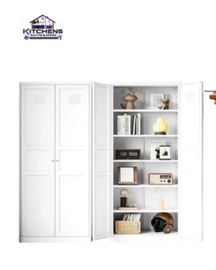 White storage cabinet for bedroom and home office storage