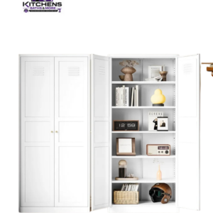 White storage cabinet for bedroom and home office storage
